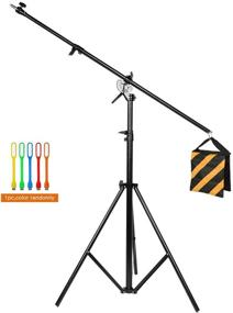 img 3 attached to 📸 CONXTRUE 13.2ft/400cm Two-Way Adjustable Photo Studio Light Stand with 6.2ft/190cm Boom Arm, Sandbag, and Rotatable Aluminum Alloy Tripod for Studio, Outdoor Photography, Portraits, and Videos