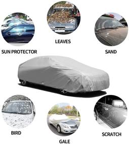 img 2 attached to Grey Cheap Car Cover: Indoor Dust-Proof Auto Vehicle Cover for Anti Bird Dropping, Tree Leaves & Windproof Protection - 200&#34;