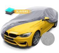 grey cheap car cover: indoor dust-proof auto vehicle cover for anti bird dropping, tree leaves & windproof protection - 200&#34; logo