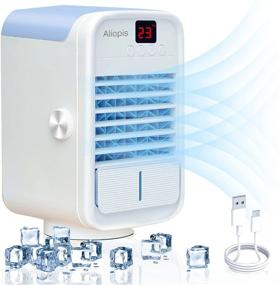 img 4 attached to 🌬️ Aliopis Portable Air Conditioner Fan – 120° Auto Oscillating, Mini Evaporative Desk Fan USB Small – 3 Wind Speeds, Temperature Display – Quiet Cooling Fan for Home Office