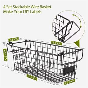 img 2 attached to 📦 Versatile 4-Pack Large Stackable Wire Baskets for Pantry Organization & Storage - Ideal Metal Storage Bins for Food, Fruit, and More - Perfect Organizers for Kitchen, Bathroom, Closet, and Cabinets