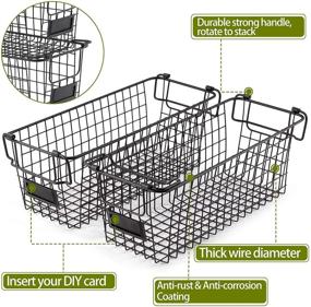 img 1 attached to 📦 Versatile 4-Pack Large Stackable Wire Baskets for Pantry Organization & Storage - Ideal Metal Storage Bins for Food, Fruit, and More - Perfect Organizers for Kitchen, Bathroom, Closet, and Cabinets