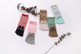 img 3 attached to 🧦 ZAKASA Women's Cotton Toe Sock Five Finger Running Ankle Novelty Socks (Animal Cat, US Shoe Size 6-9)