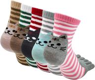 🧦 zakasa women's cotton toe sock five finger running ankle novelty socks (animal cat, us shoe size 6-9) logo