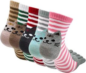 img 4 attached to 🧦 ZAKASA Women's Cotton Toe Sock Five Finger Running Ankle Novelty Socks (Animal Cat, US Shoe Size 6-9)