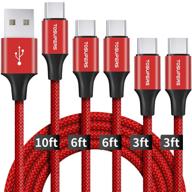 🔌 high-speed charging usb c cable 5-pack - tosupers braided charger cord for samsung galaxy, lg stylo - 10/6.6/6.6/3/3 ft lengths - a10e a51 a71 s20 s10 s9 note 9 10 plus s20 fe 5g compatible logo