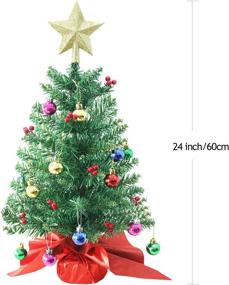 img 3 attached to Liecho 24-Inch Tabletop Christmas Tree: Artificial Mini Xmas Pine Tree with LED String Lights, Ornaments, and Christmas Decoration Tree Decor