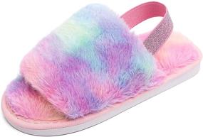 img 4 attached to Eccbox Slippers Toddler Rainbow Open Numeric_12_Point_5