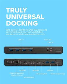img 3 attached to VisionTek VT4000 Dual 4K Laptop Monitor Docking Station, Dual UHD Video, HDMI, DisplayPort, USB 3.0, USB-C, RJ45 Ports, Mac & Windows Compatible (901005), Black