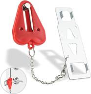 enhanced portable door lock with multi size locking options for enhanced home security and privacy – ideal for travel, hotels, airbnb, home, apartment, school (red) logo