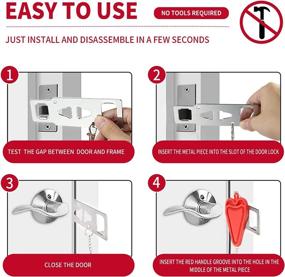 img 2 attached to Enhanced Portable Door Lock with Multi Size Locking Options for Enhanced Home Security and Privacy – Ideal for Travel, Hotels, Airbnb, Home, Apartment, School (Red)