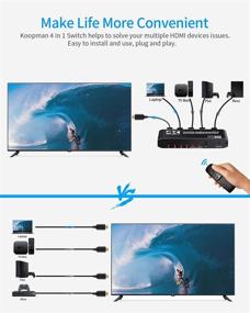 img 2 attached to 🔌Купман 4K HDR HDMI переключатель: 4-портовый селектор с ИК-дистанционным управлением - поддерживает HDCP 2.2, UltraHD HDR10 3D, PS4 Xbox Apple TV Fire Stick