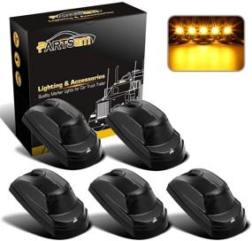 img 4 attached to 🚦 Enhance your Ford Super Duty with Partsam 5Pcs Smoke Cab Lights for F250 F350 F450 - Amber LED Top Clearance Lights for 2017-2021 Models