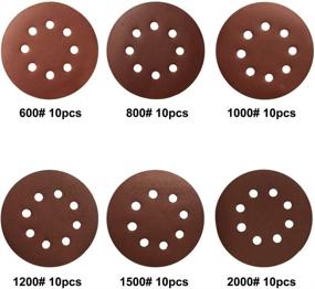 img 2 attached to 🔸 Premium Quality 60-Piece Sanding Discs Set - 5 inch with 8 Holes - Hook and Loop Sandpaper Disc - Assorted Grits: 600/800/1000/1200/1500/2000 - Ideal for Orbital Sanders