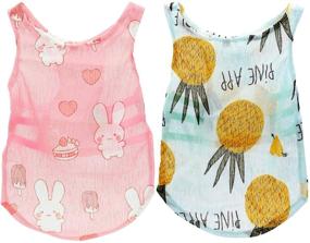 img 4 attached to 🍍 Summer Lightweight Cool Breathable Dog Shirt Hawaiian Pet T-Shirt Pineapple Bunny Printed Sleeveless Tank Top Dog Apparel for Small to Medium Pets (2 Pack)