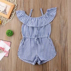img 2 attached to Girls' Little Shoulder Jumpsuit: Toddler Clothing for Jumpsuits & Rompers