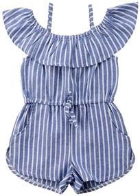 img 4 attached to Girls' Little Shoulder Jumpsuit: Toddler Clothing for Jumpsuits & Rompers