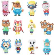 🎨 guhar 5d diamond painting stickers kits - 12 pcs diy animal crossing cartoon theme stick paint with diamonds by numbers kit mosaic stickers logo