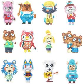 img 3 attached to 🎨 GUHAR 5D Diamond Painting Stickers Kits - 12 PCS DIY Animal Crossing Cartoon Theme Stick Paint with Diamonds by Numbers Kit Mosaic Stickers