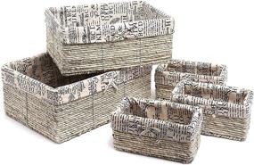 img 4 attached to 📦 Organize with Style: 5-Piece Set of Wicker Nesting Storage Baskets