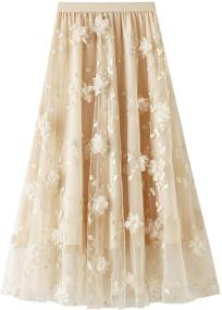 img 3 attached to Elegant Flower Embroidery Evening Apricot Women's Clothing for Skirts