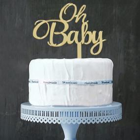 img 1 attached to 🎂 Glamorous Mirrored Gold Oh Baby Cake Topper: Perfect for Stylish Baby Birthday Party Decorations - LOVELY BITON