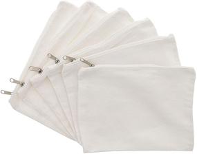 img 4 attached to Pack of 6 DIY Cotton Canvas Makeup Bags with Zipper, 8 x 6 inches