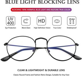 img 1 attached to 👓 Vintage Circle Metal Blue Light Blocking Glasses with 100% Anti-Blue Light Lens - Classic Round Eyeglasses Frames