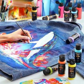 img 1 attached to 🎨 Набор постоянной тканевой краски Arteza - 24 ярких цвета, бутылочки по 60 мл - безопасно для стирки и сушки - краска для текстиля для одежды, футболок, джинс, сумок, обуви - художественные и ремесленные материалы для проектов DIY.