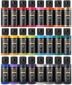 img 3 attached to 🎨 Arteza Permanent Fabric Paint Set - 24 Vibrant Colors, 60 ml Bottles - Washer & Dryer Safe - Textile Paint for Clothes, T-Shirts, Jeans, Bags, Shoes - Art & Craft Supplies for DIY Projects