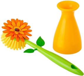 img 2 attached to Vigar Flower Power Dish Brush - Plastic Vase 7200 Orange 5 x 5 x 15 cm