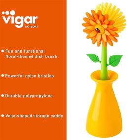 img 1 attached to Vigar Flower Power Dish Brush - Plastic Vase 7200 Orange 5 x 5 x 15 cm