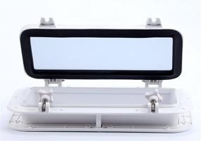 img 2 attached to 🪟 SEAFLO Rectangular Porthole Window - ABS Plastic & Tinted Glass - 16x8 Inches (White)