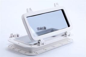img 1 attached to 🪟 SEAFLO Rectangular Porthole Window - ABS Plastic & Tinted Glass - 16x8 Inches (White)