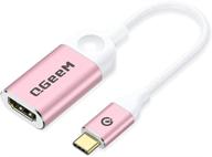 💻 qgeem 4k usb c to hdmi adapter cable, nylon braided thunderbolt 3 type-c to hdmi cord for macbook pro/air and more, rose gold usb to hdmi compatible device logo