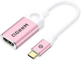 img 4 attached to 💻 Кабель переходник USB C to HDMI 4K от QGeeM, оплетка из нейлона, розовое золото, Thunderbolt 3 Type-C к HDMI для MacBook Pro/Air и других устройств, USB to HDMI совместимое устройство.