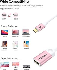 img 3 attached to 💻 QGeeM 4K USB C to HDMI Adapter Cable, Nylon Braided Thunderbolt 3 Type-C to HDMI Cord for MacBook Pro/Air and More, Rose Gold USB to HDMI Compatible Device