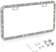💎 sparkling rhinestone license plate frame for women: stainless steel thin border multicolor diamond frames with anti-theft screw caps logo