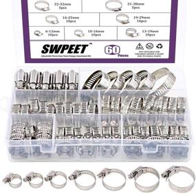 img 4 attached to 🔧 Swpeet 60Pcs Assorted Sizes Hose Clamps Kit, 304 Stainless Steel Adjustable 6-38mm Range - Ideal for Plumbing, Automotive, and Mechanical Applications