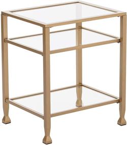 img 4 attached to SEI Furniture Jaymes Metal & Glass 3-Tier 🌟 End Table: Sophisticated Soft Gold Design for Modern Interiors