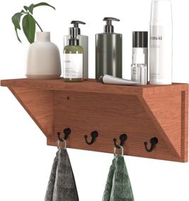 img 2 attached to Rustic Decor Entryway Storage: Wallniture Oban Wall Shelf with Coat Rack & Hooks - Solid Pine Wood, Walnut