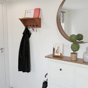 img 3 attached to Rustic Decor Entryway Storage: Wallniture Oban Wall Shelf with Coat Rack & Hooks - Solid Pine Wood, Walnut