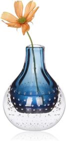 img 4 attached to 🎁 Conviva Glass Vase Decorative Gift Blown Art in Blue Color for Christmas, 5.3 inch Height - Bud Design