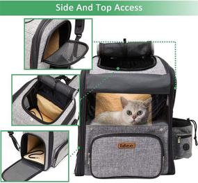 img 2 attached to 🐾 IDEE Expandable Pet Carrier Backpack for Small Dog, Cat, Rabbit - Mesh Breathable with Clear Window - Ideal for Hiking, Biking, Camping, Travel, and Outdoor Use - Up To 20lbs