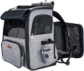 img 4 attached to 🐾 IDEE Expandable Pet Carrier Backpack for Small Dog, Cat, Rabbit - Mesh Breathable with Clear Window - Ideal for Hiking, Biking, Camping, Travel, and Outdoor Use - Up To 20lbs