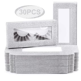 img 4 attached to 🎁 MAGEFY 30-Piece Silver Glitter Paper Eyelash Packaging Box - Empty Lash Storage Case for Eyelash Boxes