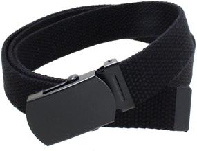 img 1 attached to Stylish Kids Canvas Web Belt: Flat Black Buckle/Tip, Solid Color, 44" Long, 1" Wide for Age-Appropriate Fashion