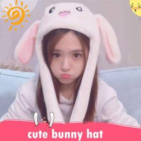 img 1 attached to Rabbit Hat Ear Moving & Jumping Plush Cap for Women and Girls - Funny Bunny Cosplay Hat, Perfect for Christmas Party & Holiday