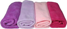 img 4 attached to Plush Microfiber Towel Set, Ultra Soft 🌸 & Thick - Pink Dark, Pink Light, Purple, Lavender