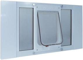 img 3 attached to Aluminum Sash Window Pet Door by IDEAL PET PRODUCTS - Adjustable 33&#34; to 38&#34; Width, Chubby Kat Size (7.5&#34; x 10.5&#34; Flap), White - Model: 33SWDCK, Since 1990